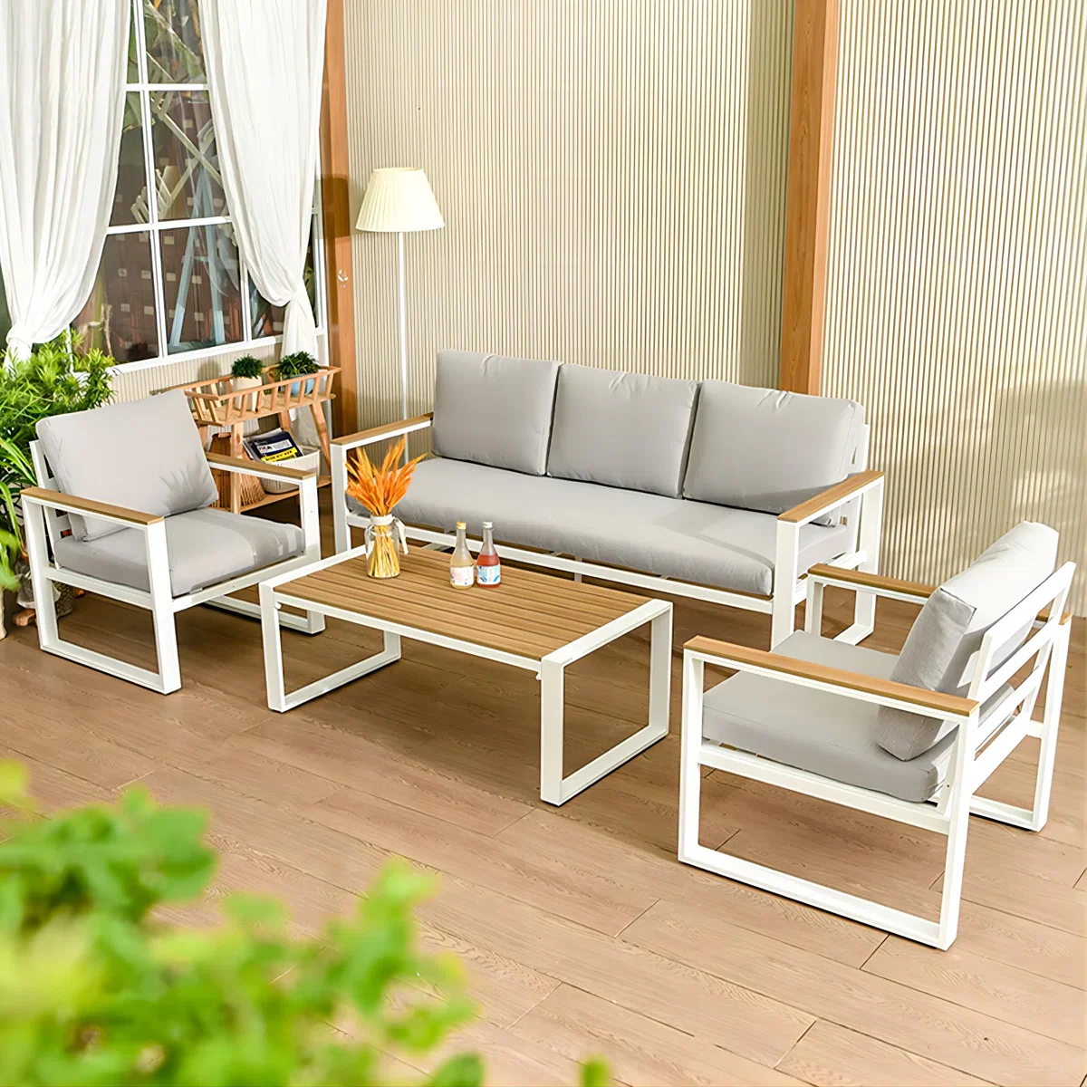 Modern Outdoor Aluminum Sofa Set – Weather-Resistant with Soft Cushions - Image 9