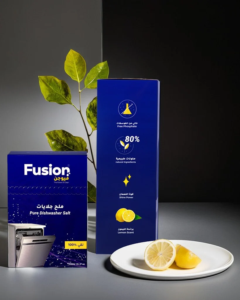 باقة فيوجن الكاملة لجلايات الصحون 3 في 1 جل وزيت وملح 80% طبيعي من Fusion - Image 7