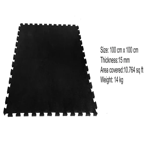 أرضيات صالات رياضية مطاطية سوداء 100×100 سم من مواد عالية الجودة - Image 3