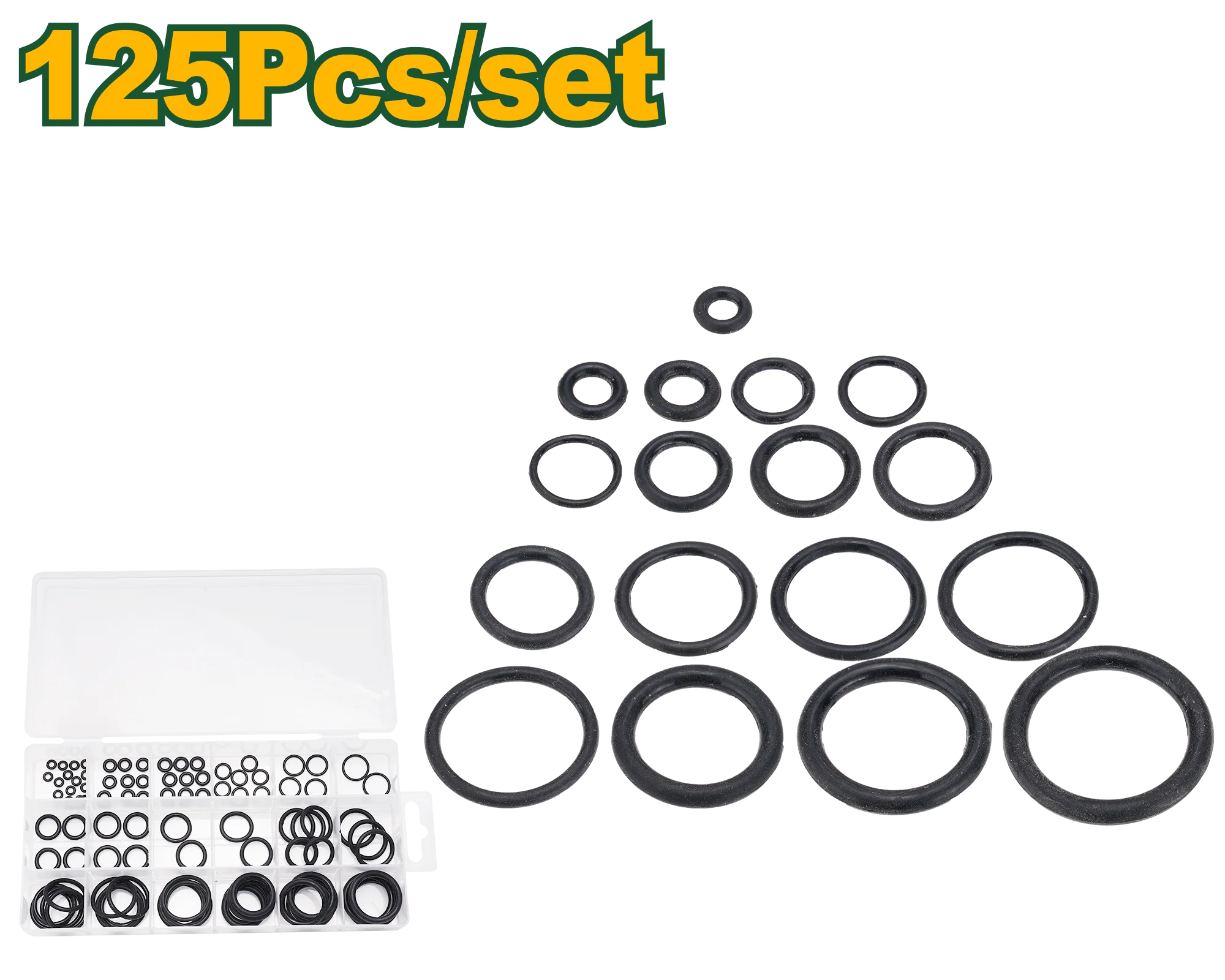 JADEVER 125 Pcs O-Ring Assortment Kit – NBR Rubber Sealing Rings (JDJQ1B01)