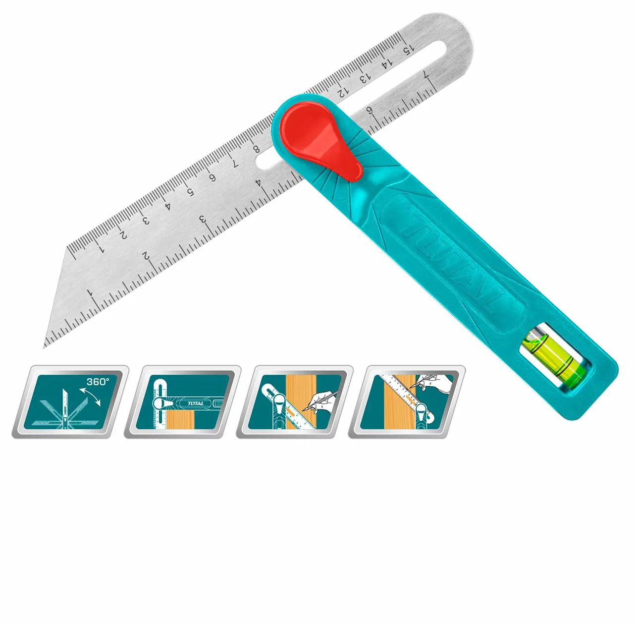 زاوية علام متحركة مع ميزان ماء 7" من Total