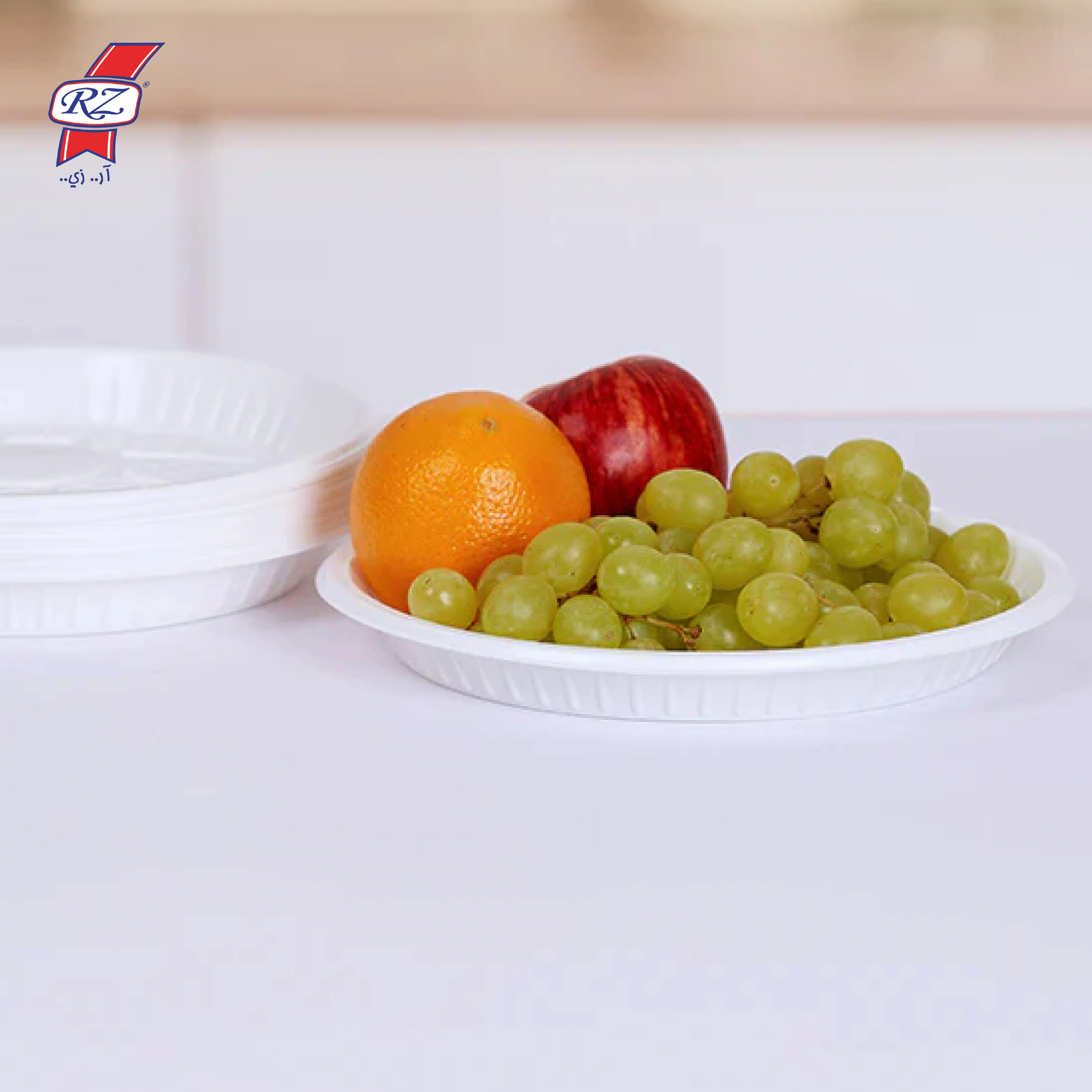 طقم صحن بلاستيك مدور ابيض عدد 50 - RZ - Image 4