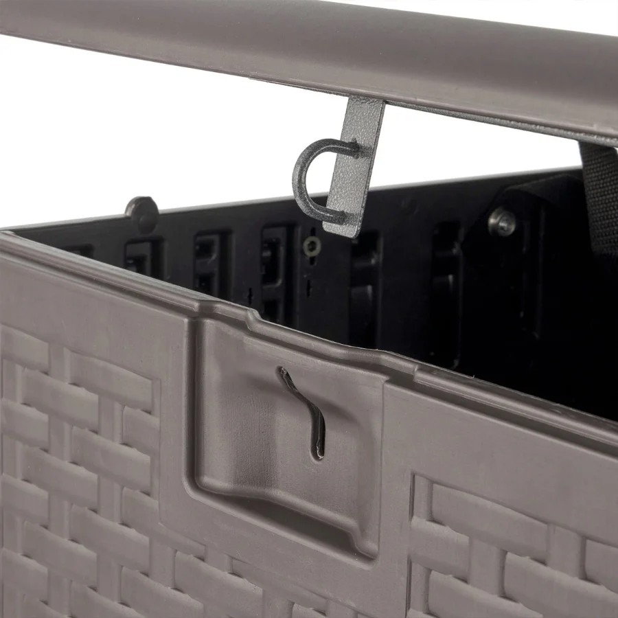 106-Liter Resin Outdoor Storage Deck Box – Weatherproof with Lockable Lid – 49.5cm Cube – Wicker Pattern – Java Color - Image 4
