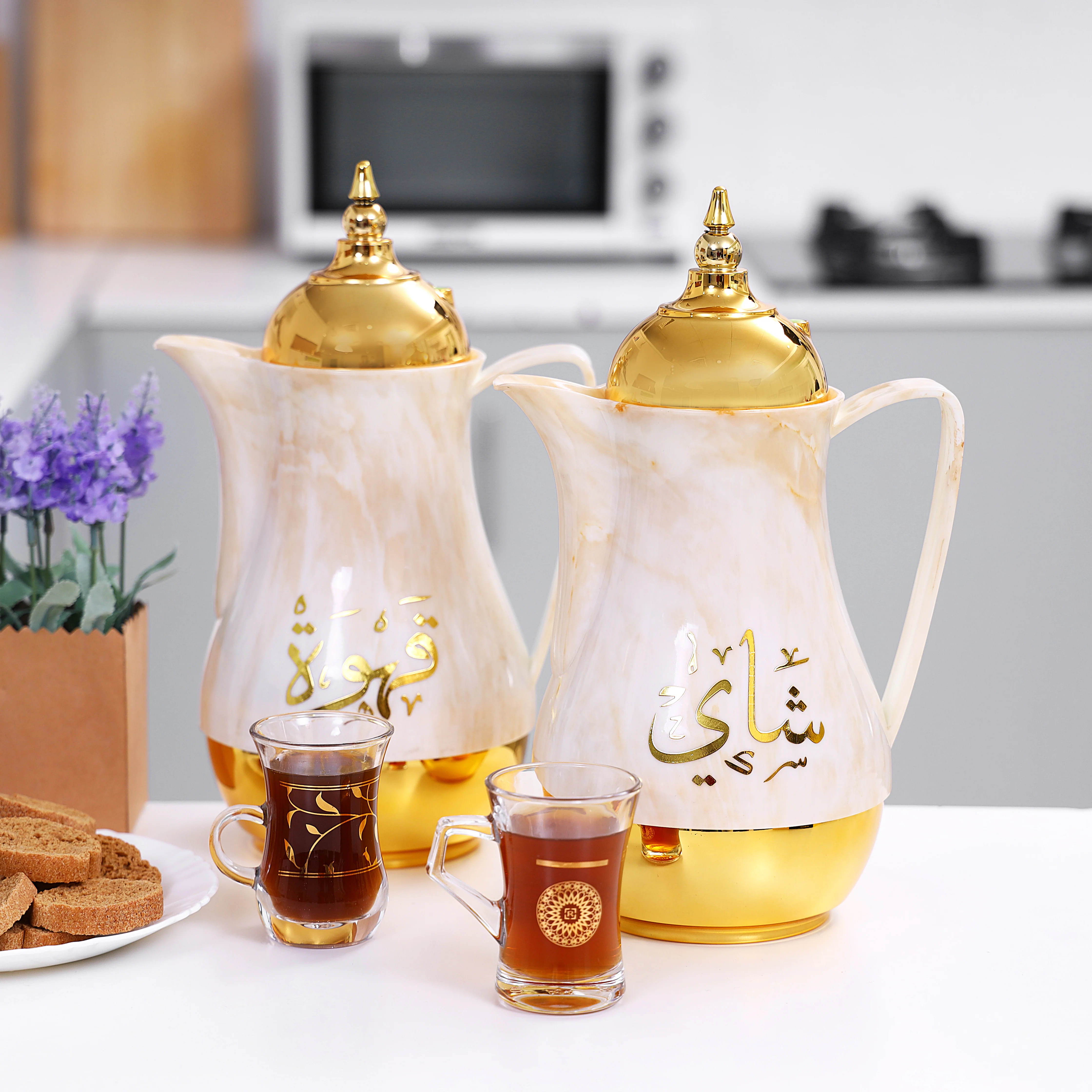 طقم دلة قهوة وشاي رويال فورد مزدوج الجدار 1 لتر حافظ حراري - Image 2