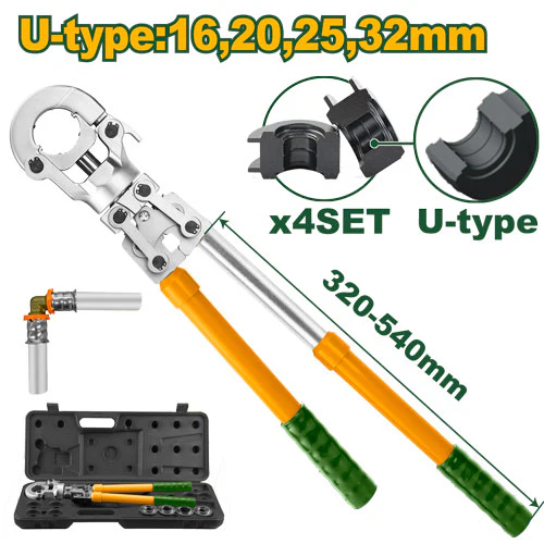 أداة ضغط يدوية على شكل حرف U من Jadever لنطاق تثبيت 16-32MM مع رأس دوار 360°