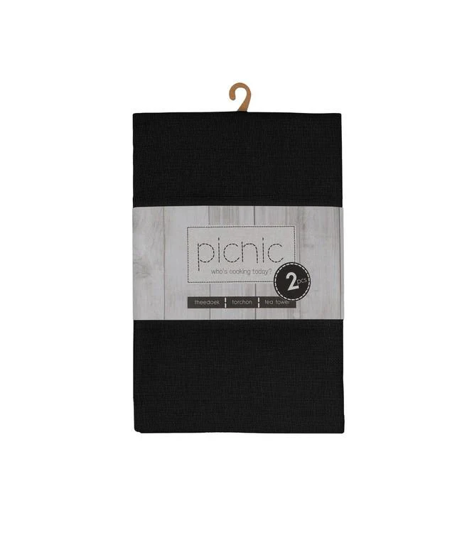 طقم بشاكير مطبخ قطعتين من Finesse Picnic Richmond - أسود