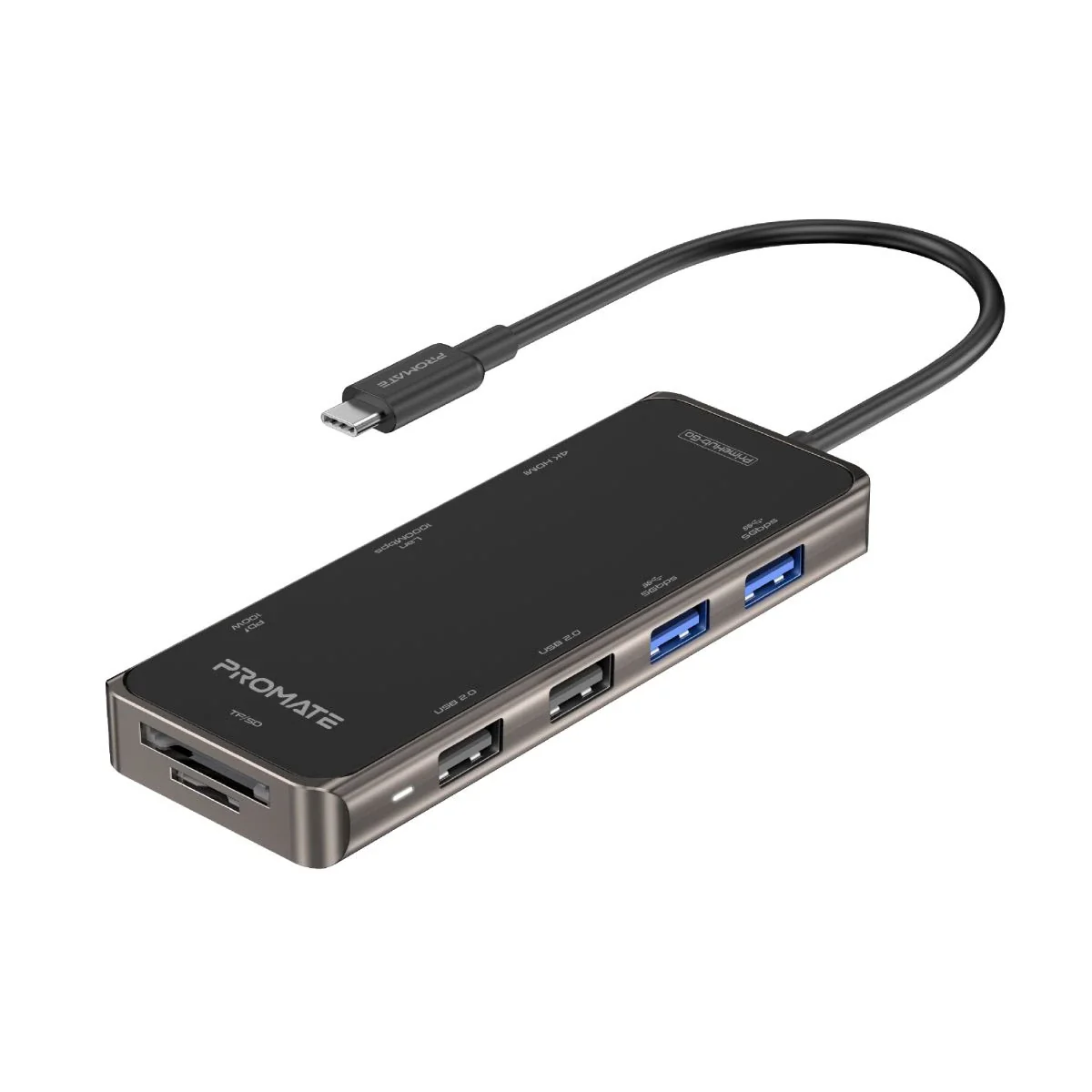 محول USB-C برايم هب جو 9 في 1 بإيثرنت 1000 ميجا وشحن 100 واط من PROMATE