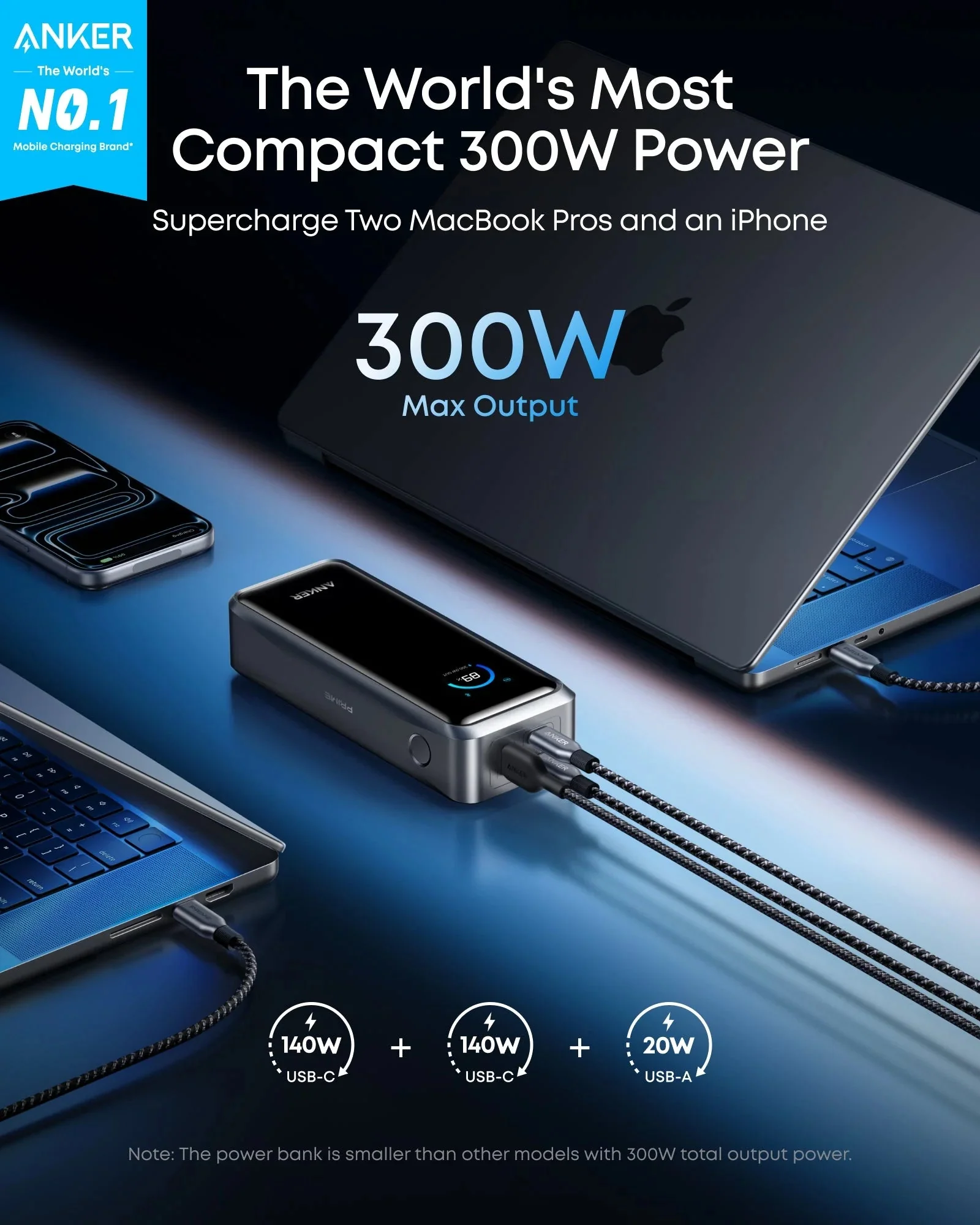 بوربانك الطاقة أنكر برايم 26K بقوة 300 واط، شاحن محمول مثالي للسفر - Image 2