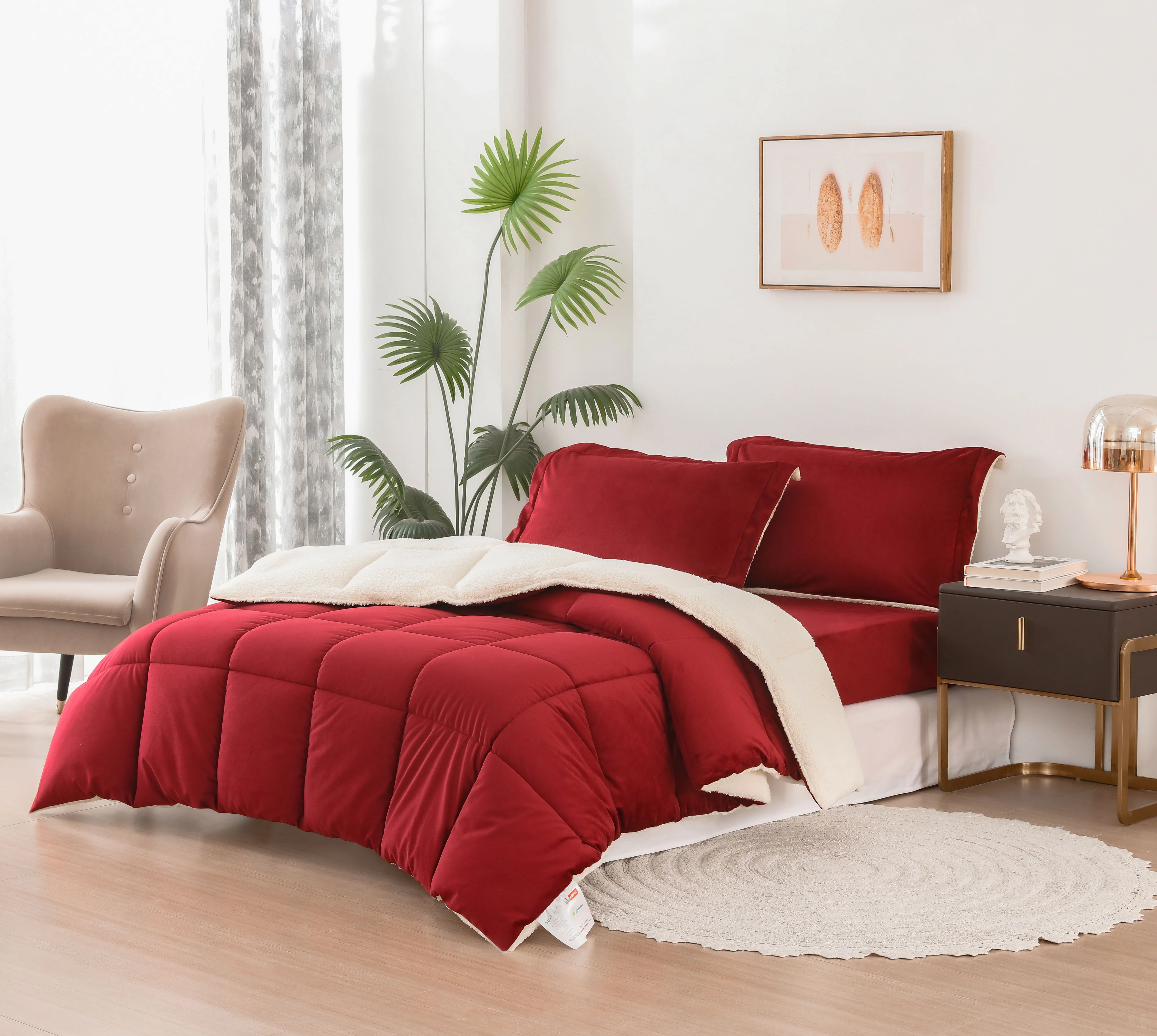 طقم لحاف شتوي مفرد ونص 3 قطع من ARMN SoSoft - خمري