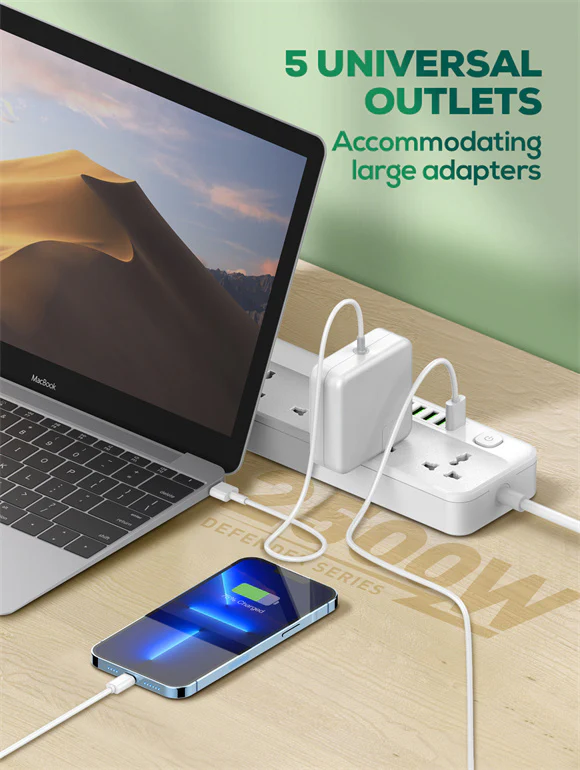 وصلة كهرباء ينفيرسال 5 مخارج مع 6 مخارج شحن USB من لدينيو LDNIO - Image 2