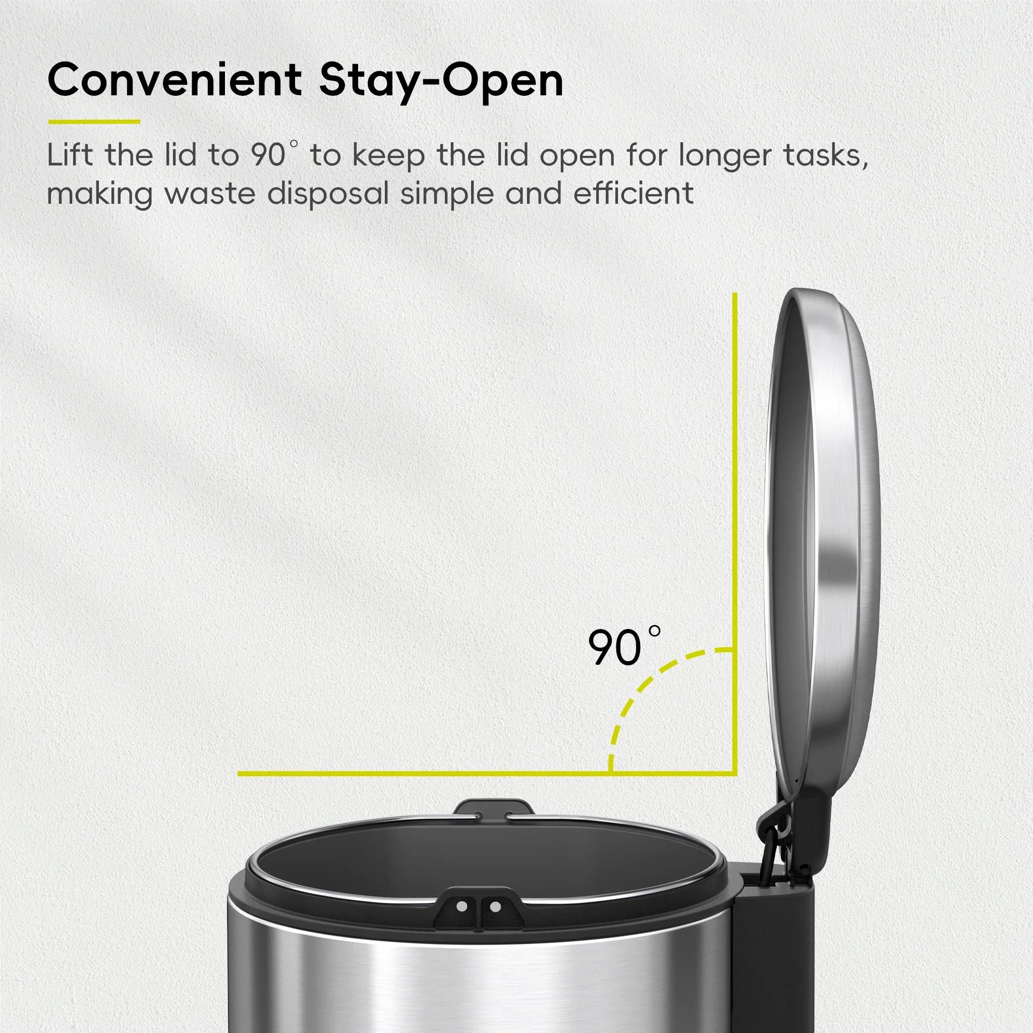 EKO Maggey 8L Step Trash Can – Stainless Steel with Soft-Close Lid & Inner Bucket - Image 2