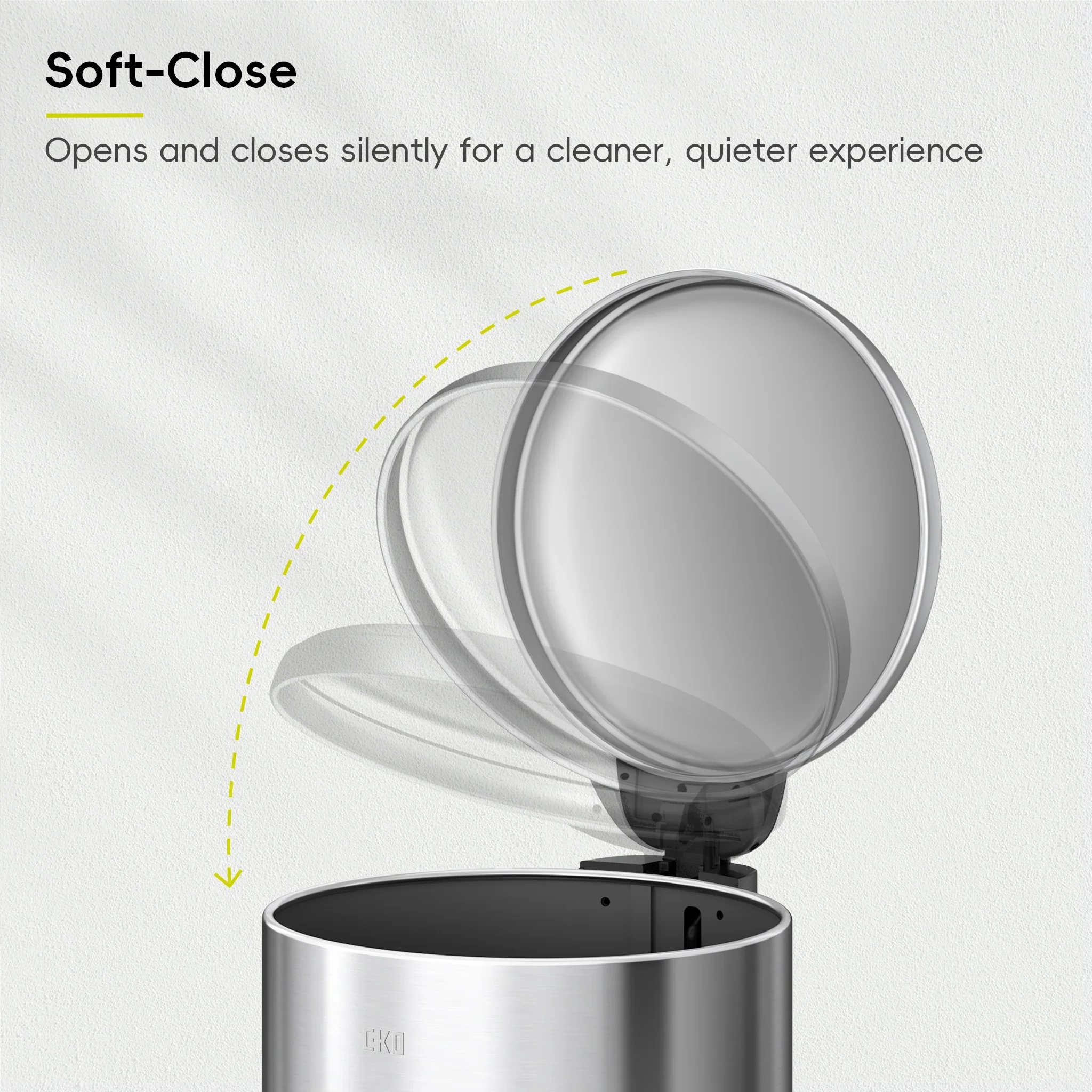 EKO Maggey 8L Step Trash Can – Stainless Steel with Soft-Close Lid & Inner Bucket - Image 4