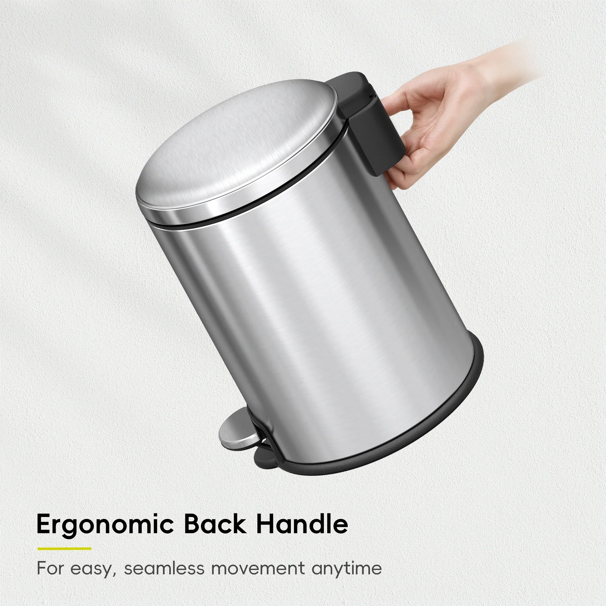 EKO Maggey 8L Step Trash Can – Stainless Steel with Soft-Close Lid & Inner Bucket - Image 5