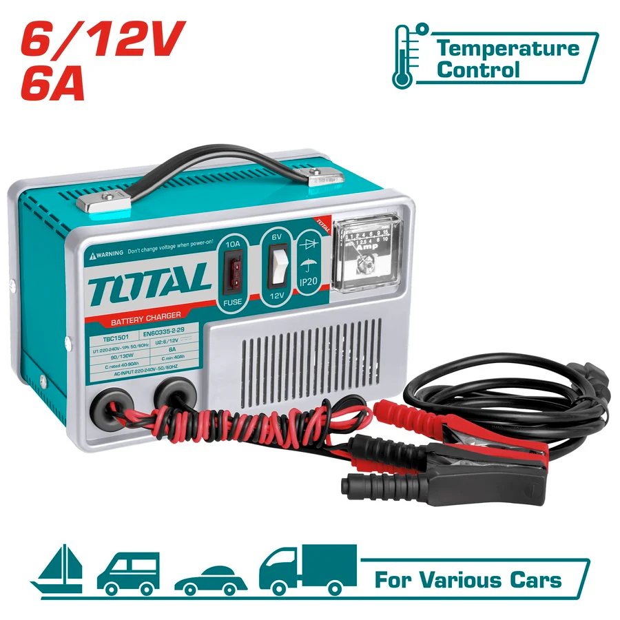 شاحن بطاريات سيارة 12-6 فولت من Total