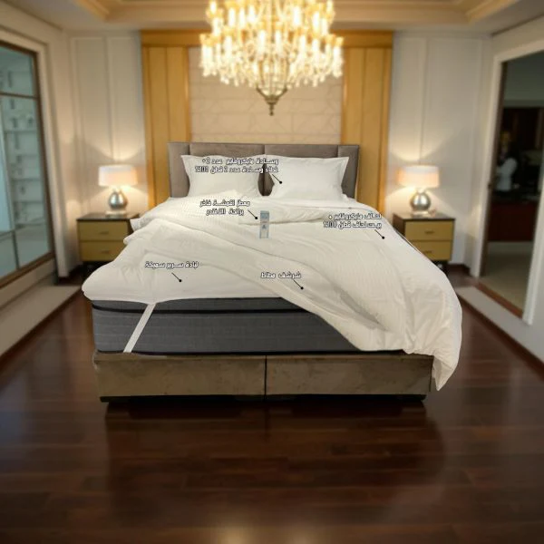 طقم مستلزمات سرير 9 قطع من ARMN Cloud - أبيض، لحاف 220*260 سم، تصميم مطرز وحشوة هولوفايبر. - Image 3