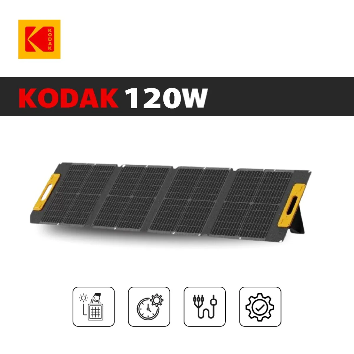لوحة شمسية محمولة Kodak 120W خفيفة الوزن بنسبة تحويل 23% وتوافق واسع