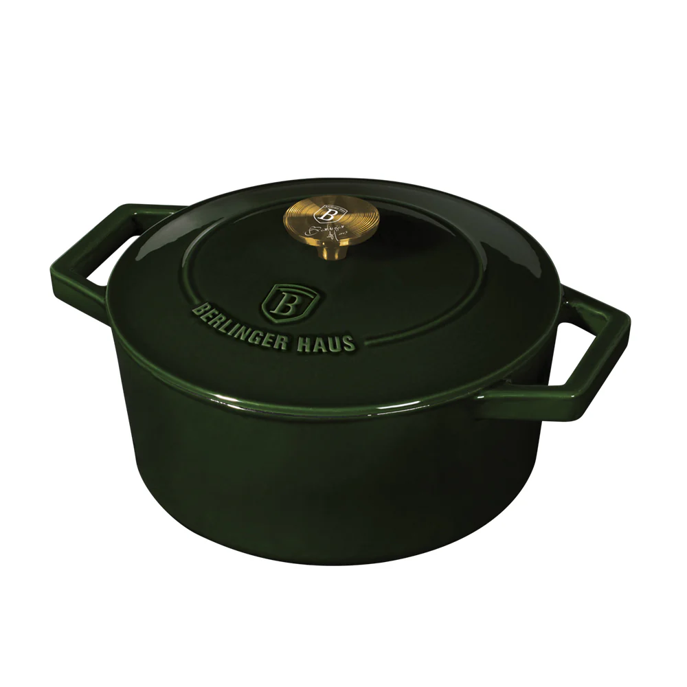 طنجرة بغطاء قياس 20 سم من Berlinger Haus Cast Iron - أخضر