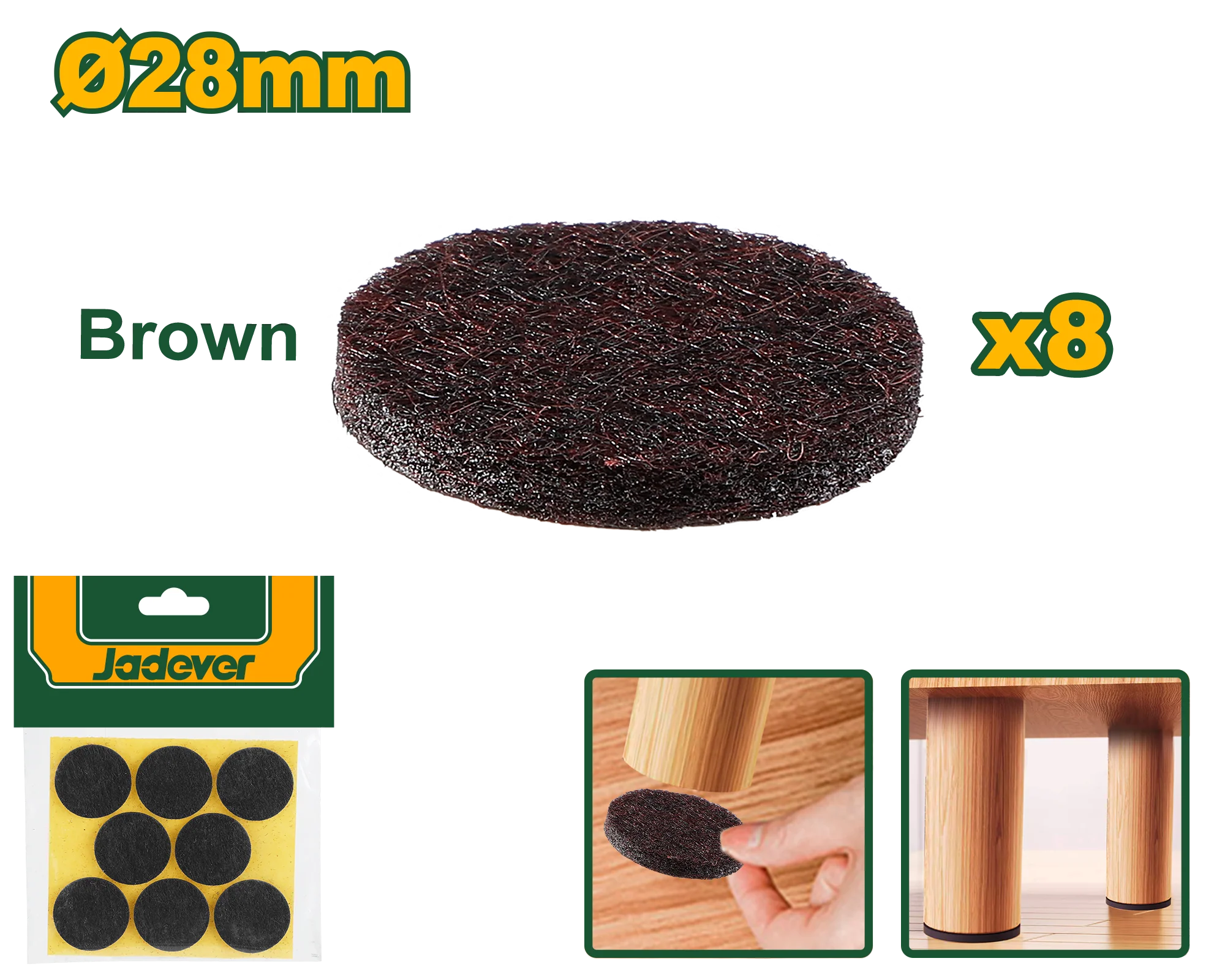 عازل ارجل الاثاث (8 قطع)قياس 28mm من جادايفر JADEVER