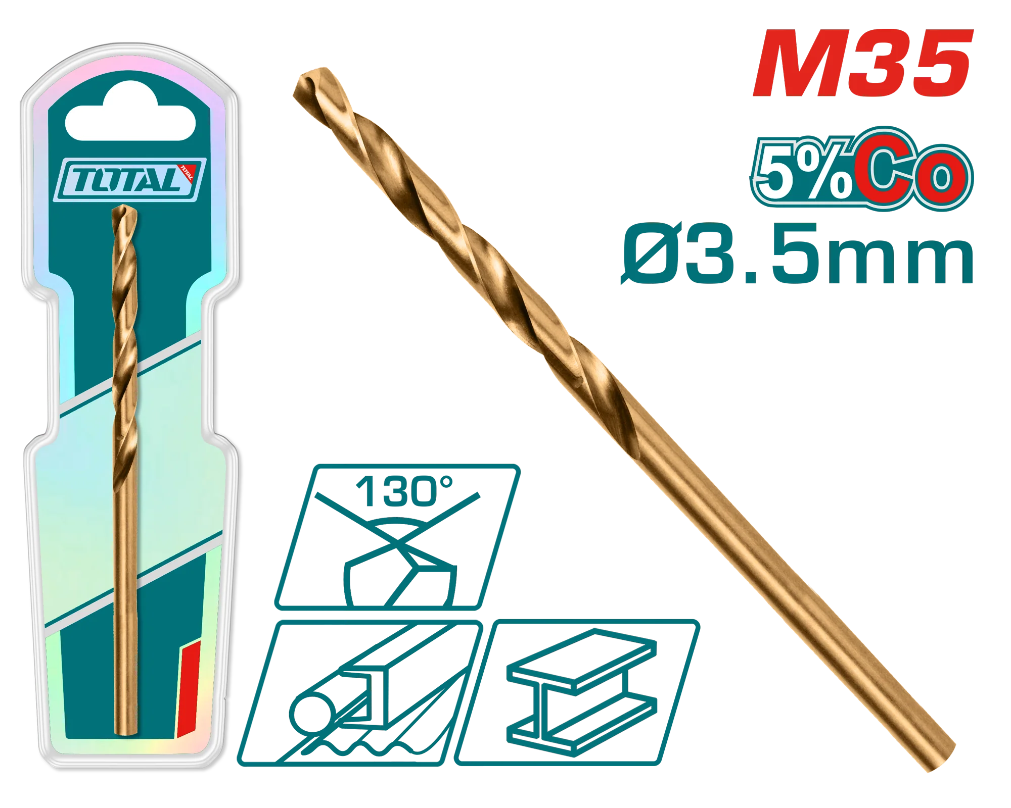 ريشة حديد كوبالت HSS-CO M35 - 3.5 مم فولاذ عالي السرعة من توتال