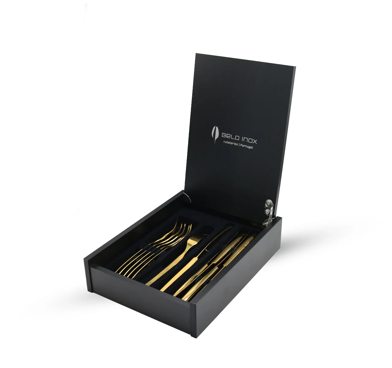 طقم أدوات مائدة 12 قطعة مطلي بالذهب من Belo Inox Platinium - ذهبي