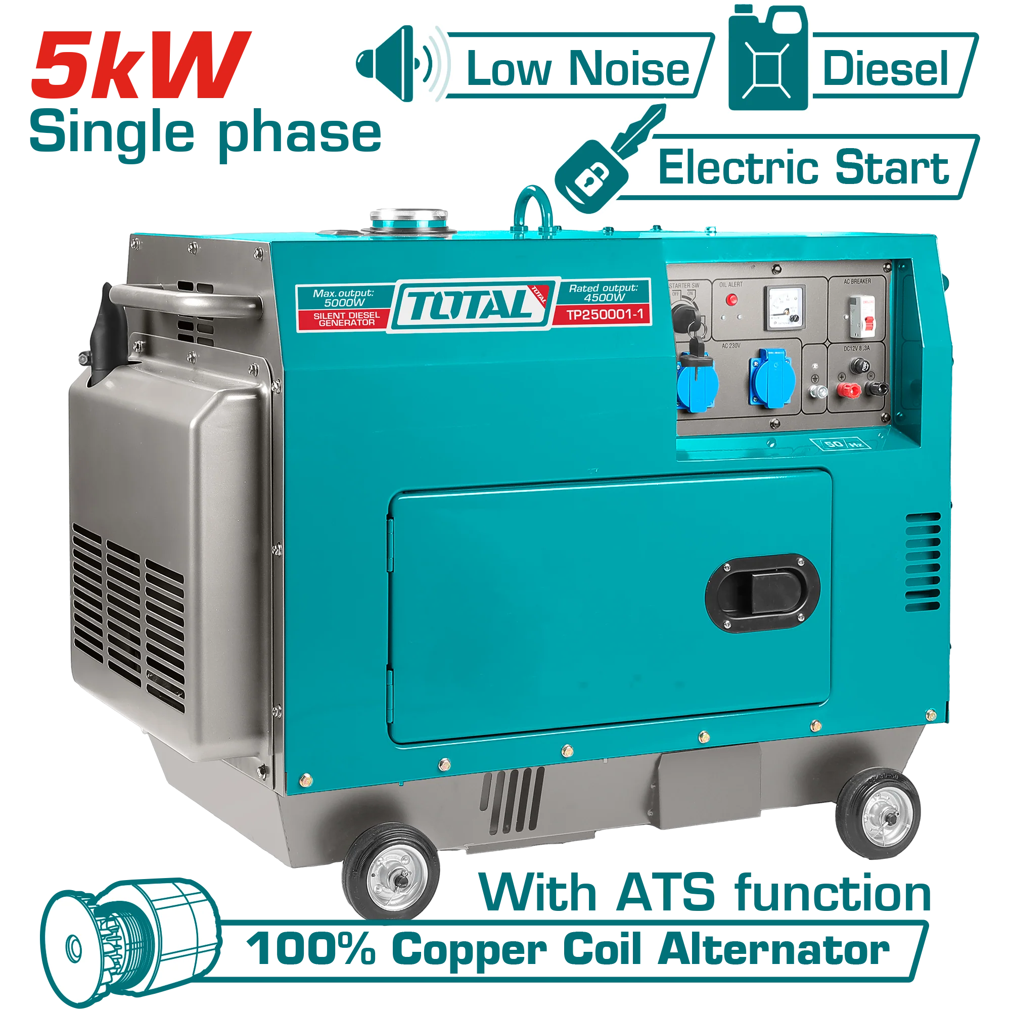 TOTAL Silent Diesel Generator 5.0kW (TP250001-1)