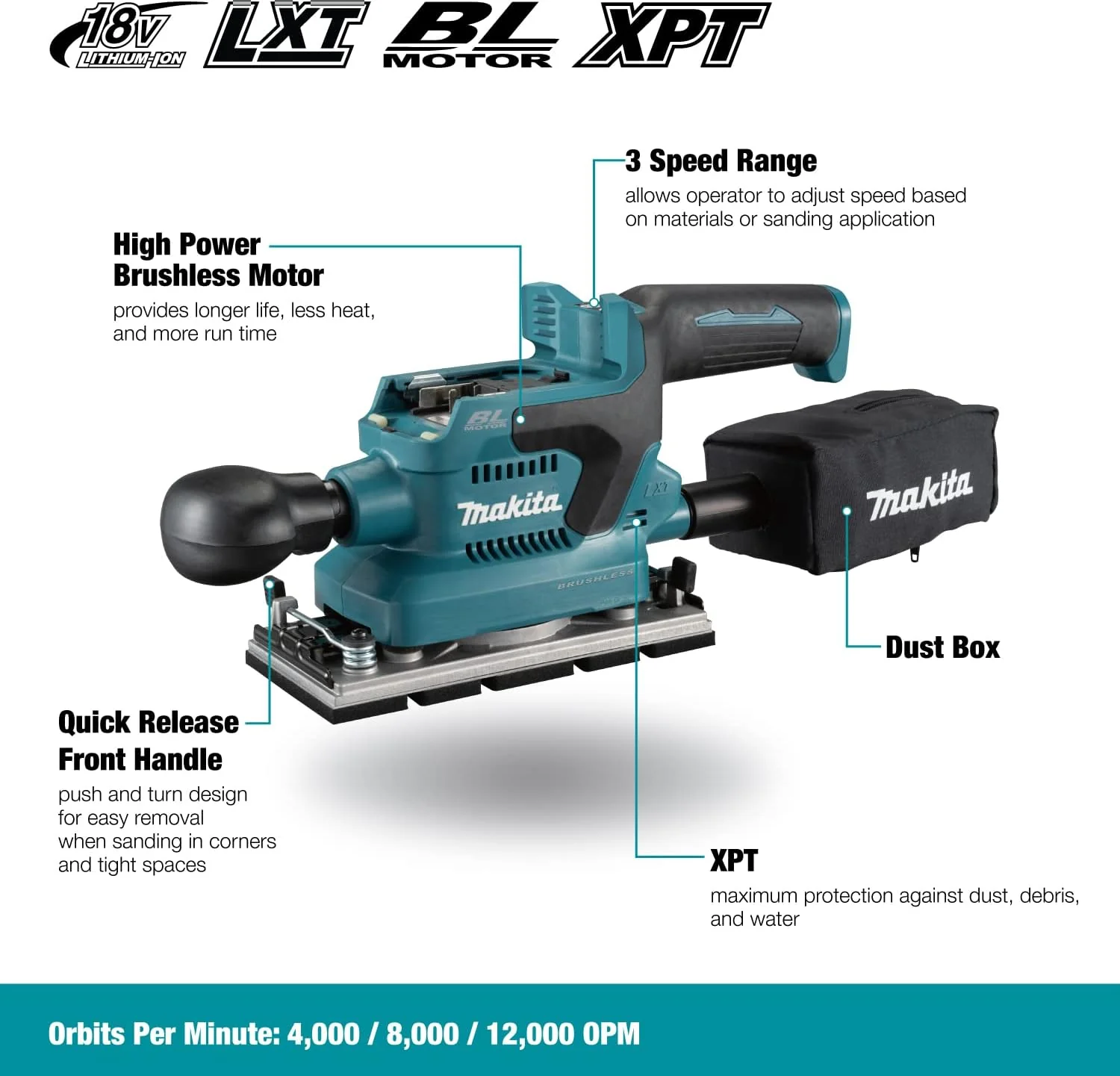 حفافة مستطيلةDBO380Z شحن 18 V بدون بطارية او شاحن من ماكيتا Makita - Image 2