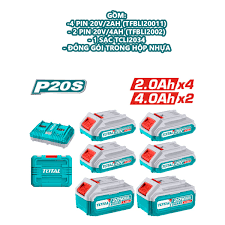 طقم بطاريات 20 فولت مع شاحن مزدوج من TOTAL Combo#15 - Image 7