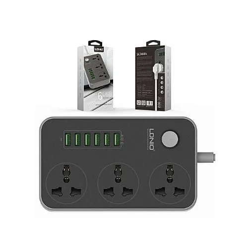 وصلة مكتب 3 مخارج مع 6 مخارج USB نوع LDNIO - Image 5