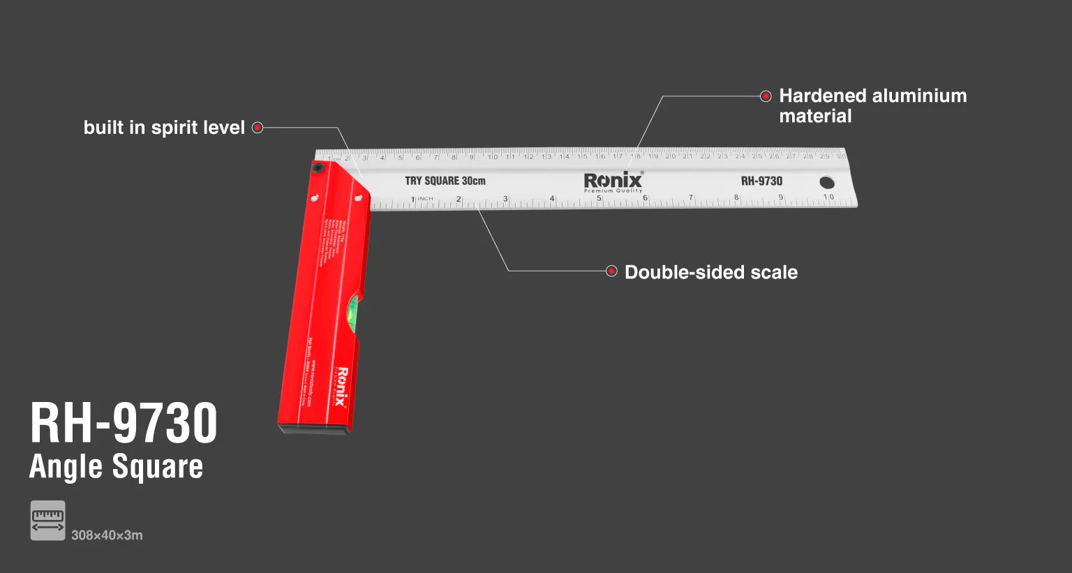 زاوية قياس 30cm من RONIX - Image 3