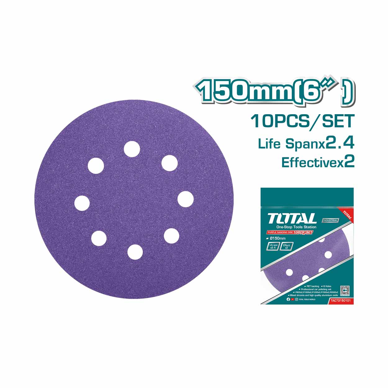 طقم ورق حف 6" 10 قطع من توتال. - Image 4