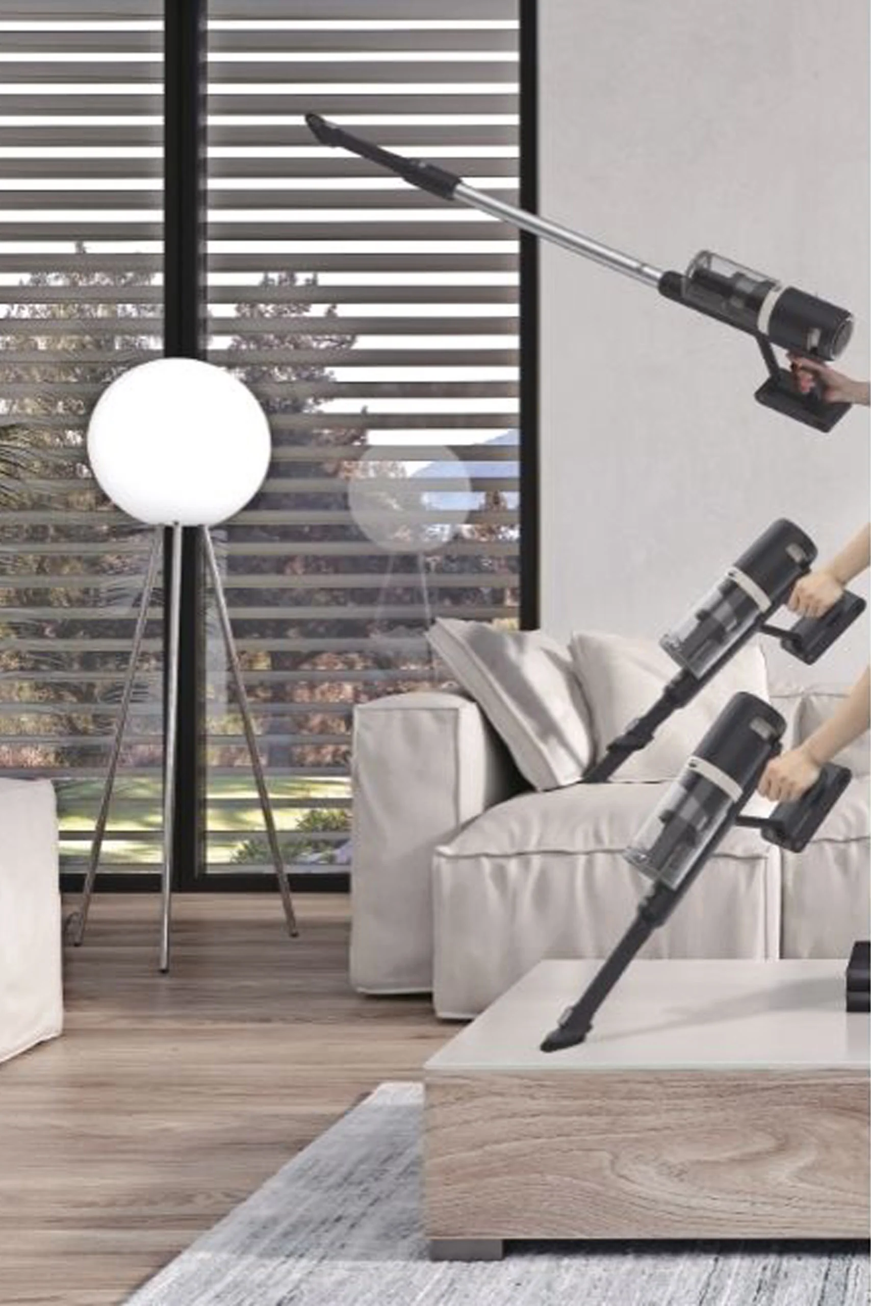 مكنسة هوفر GO اللاسلكية 200 واط، 25.9 فولت، 45 دقيقة، مع فرشاة LED زرقاء رمادية. - Image 9