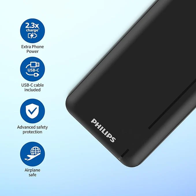 باور بانك فيليبس سعة 10000mAh شحن سريع 20 واط تصميم أنيق - Image 3