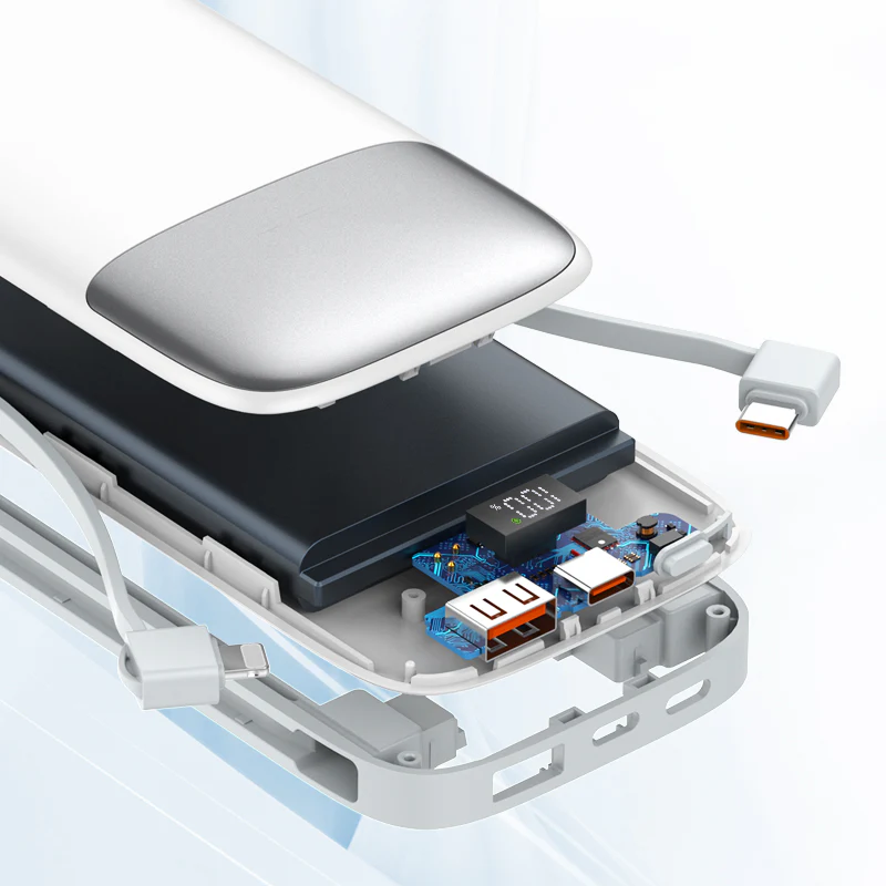 باور بانك 10000MAH للشحن السريع مع كابلات مدمجة من LDNIO - Image 4