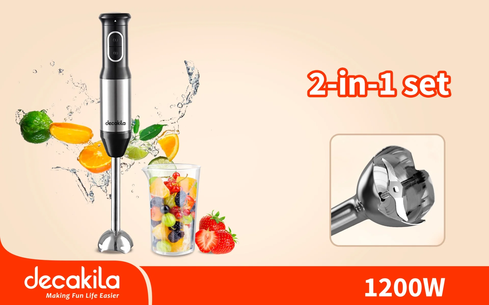خلاط يدوي 2 في 1 1200 واط من دكاكيلا Decakila - Image 2
