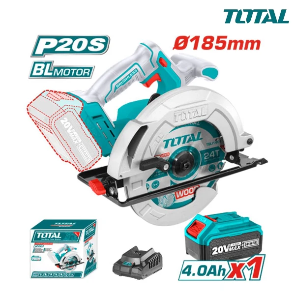 منشار  شحن 20 Vمع بطارية وشاحن 4 أمبير من TOTAL - Image 4