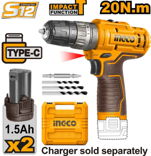 دريل شحن 12V شاكوش انكو- INGCO