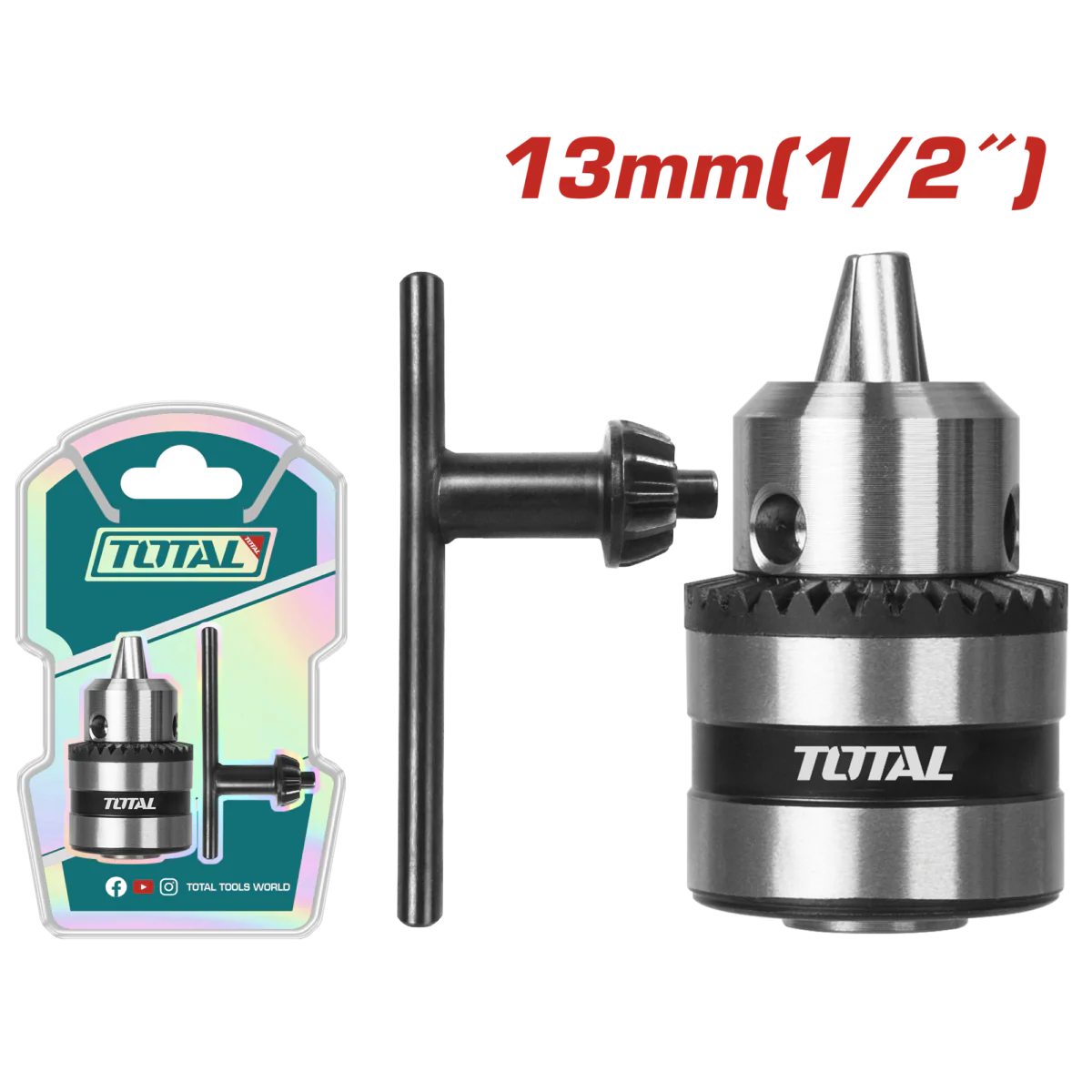 جوزة درل Total TAC451301 13 مم بقدرة 1.5-13 مم وحجم اتصال 1/2"-20UNF بتغليف مزدوج