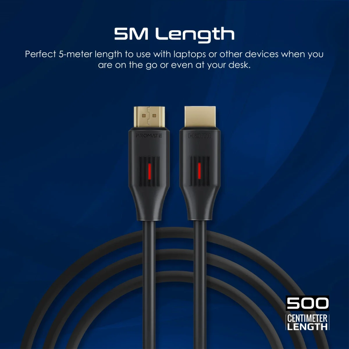 كابل HDMI بطول 5 متر متوافق مع التلفزيون يدعم دقة 4K بسرعة 60 هرتز من PROMATE - Image 2