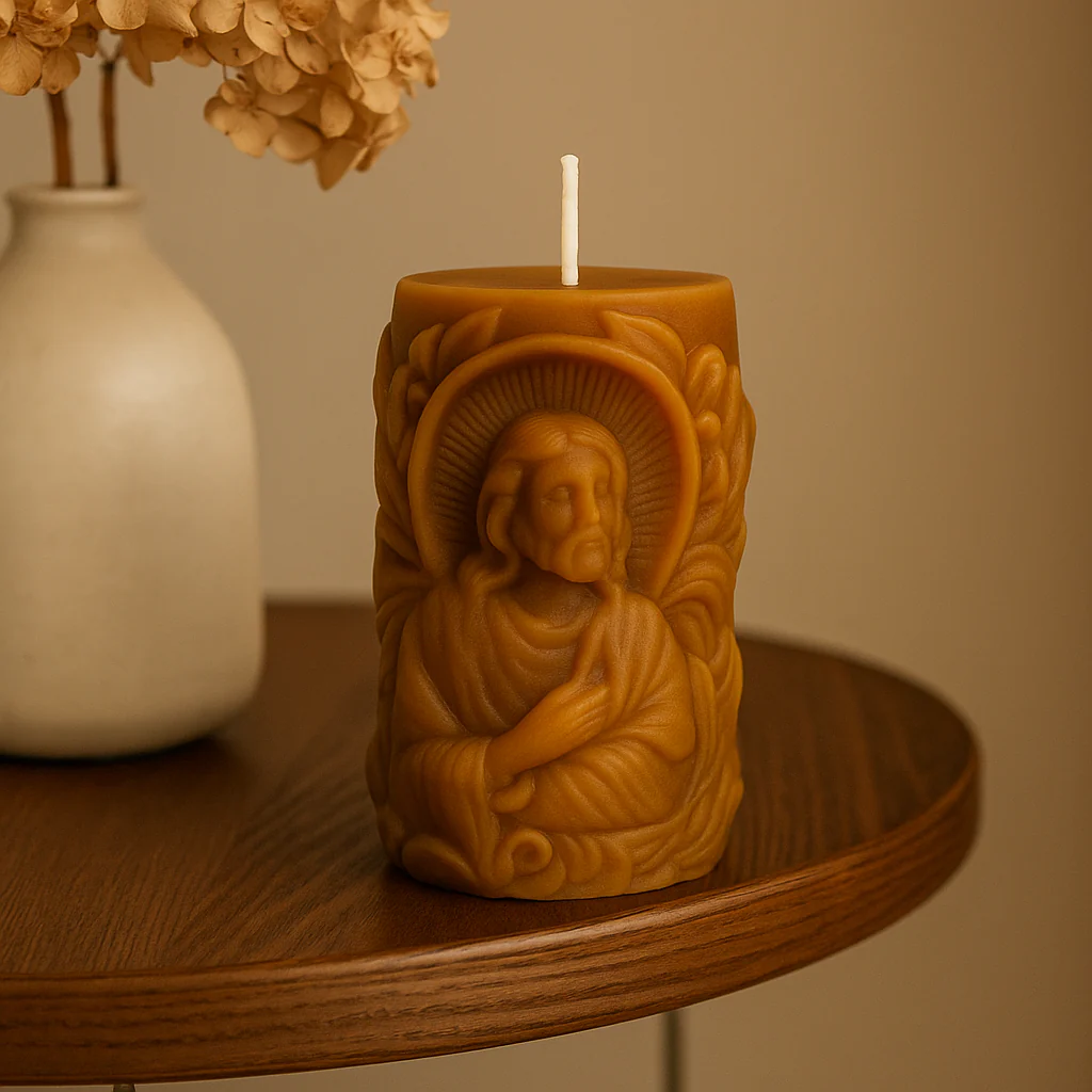 شموع Light of Hope قطعتان، شمع صويا طبيعي، تصميم منحوت يدويًا، معطر، بني فاتح - Image 3