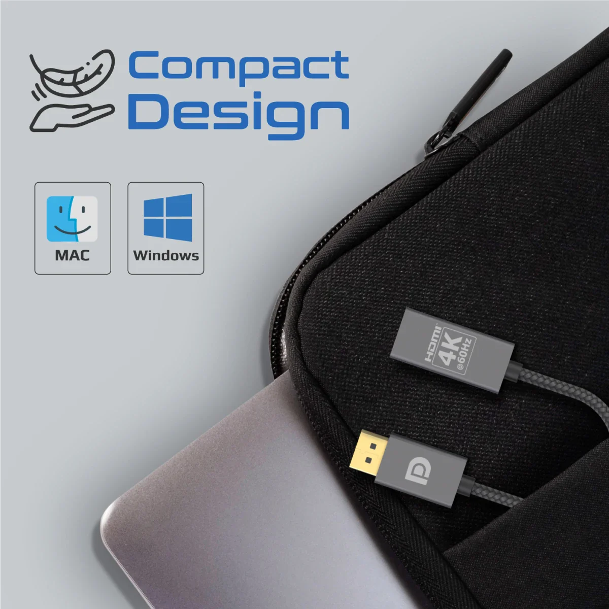 محول ديسبلاي بورت إلى HDMI بدقة 4K مع كابل نايلون وموصلات من PROMATE - Image 4
