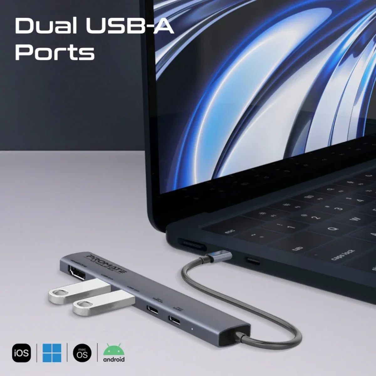 موزع USB-C متعدد الوظائف لينك هاب 5X بدقة 4K وشحن 100 واط من PROMATE - Image 4