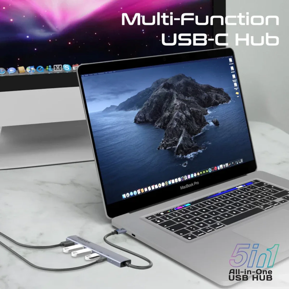 موزع USB-C متعدد الوظائف لينك هاب 5X بدقة 4K وشحن 100 واط من PROMATE - Image 6