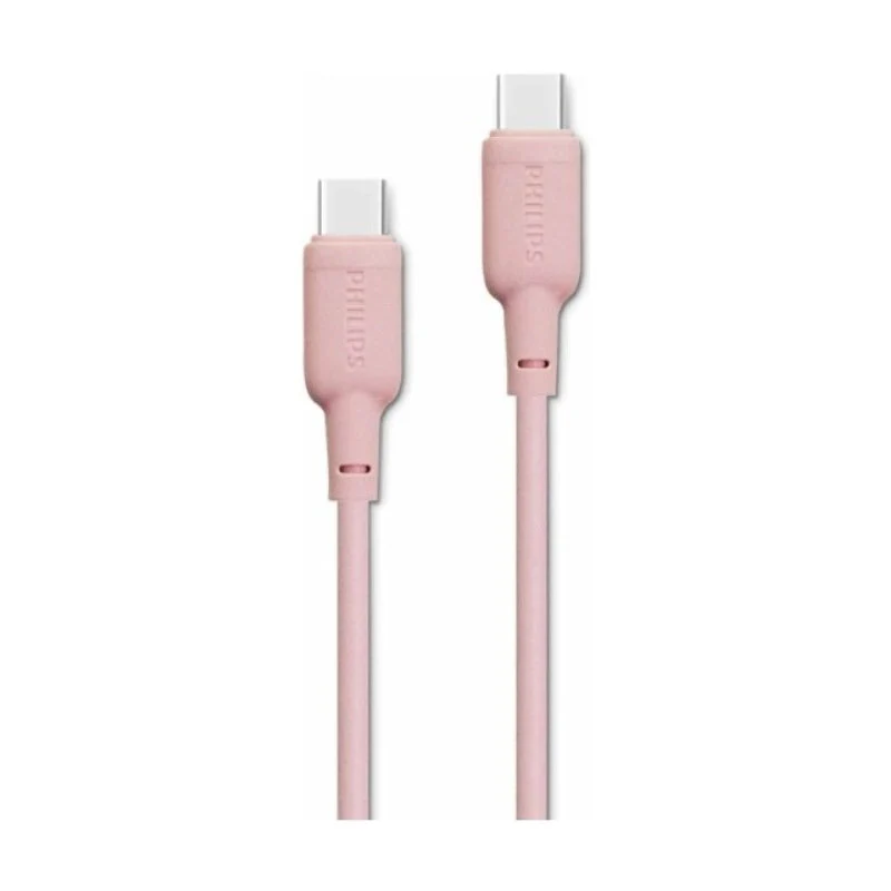 كابل فيليبس USB-C إلى USB-C 60 وات وردي 1.2 متر للشحن السريع
