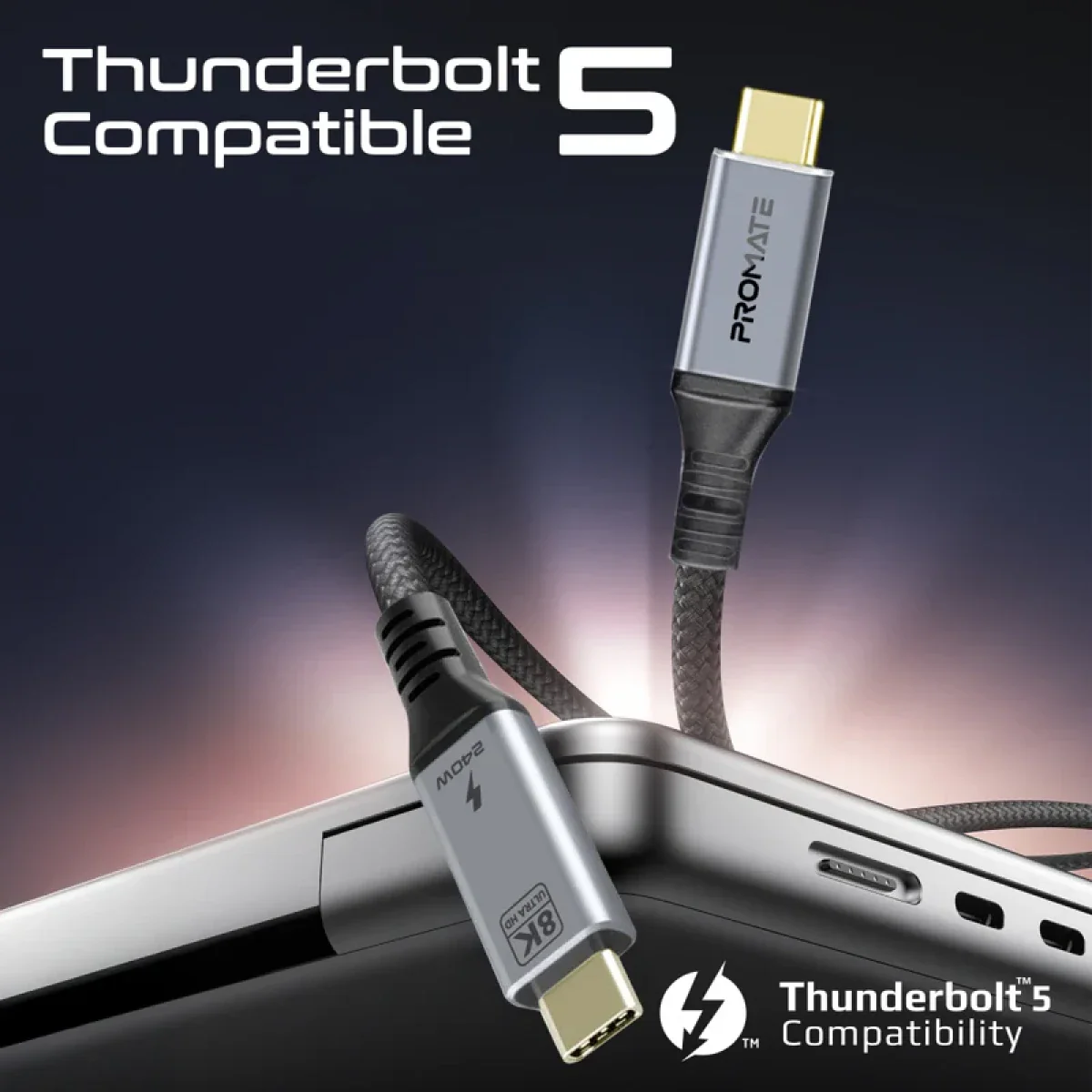 كابل USB4 احترافي بسرعة 80 جيجا وبقوة 240 واط مع دعم فيديو 8K من PROMATE - Image 5