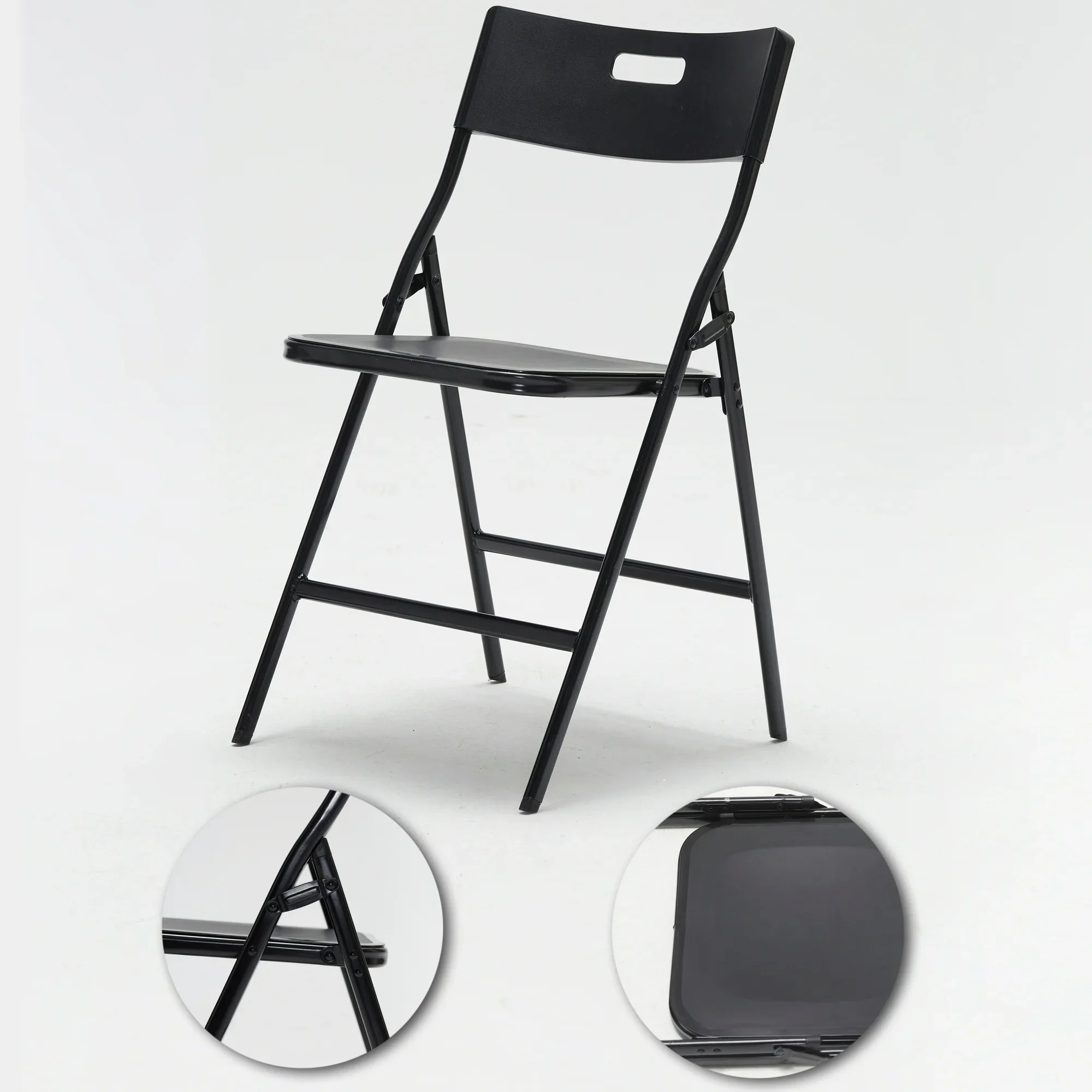 5-Piece Folding Table and Chair Set – Black – Heavy-Duty Steel Frame - Image 3