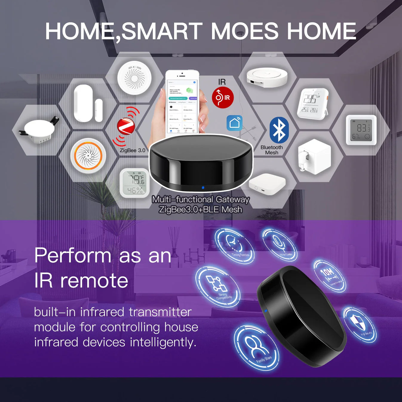 بوابة ZigBee الذكية (Hub) مع بديل الرموت IR - Image 3