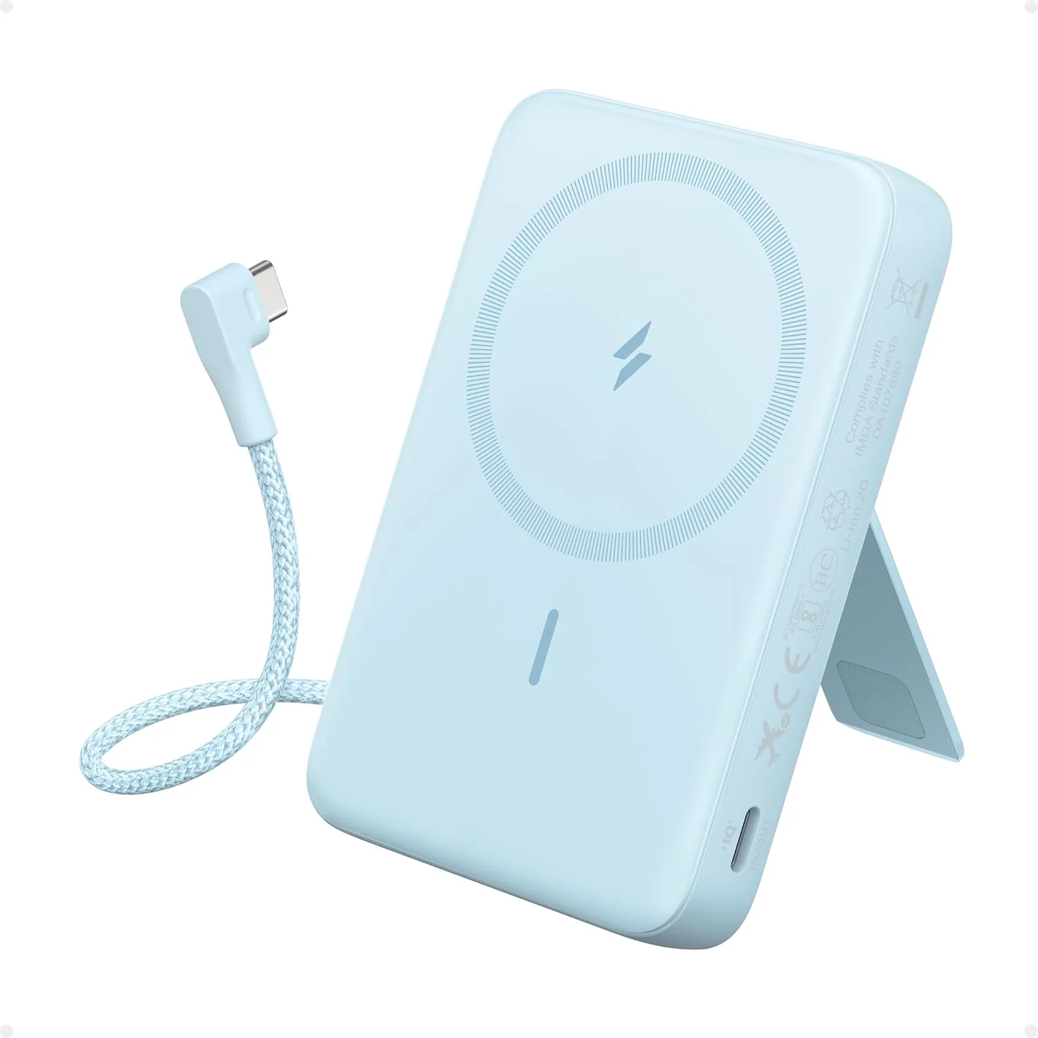 باور بانك 10000MAH مغناطيسي مع كابل USB-C مدمج للشحن السريع من Anker - Image 2