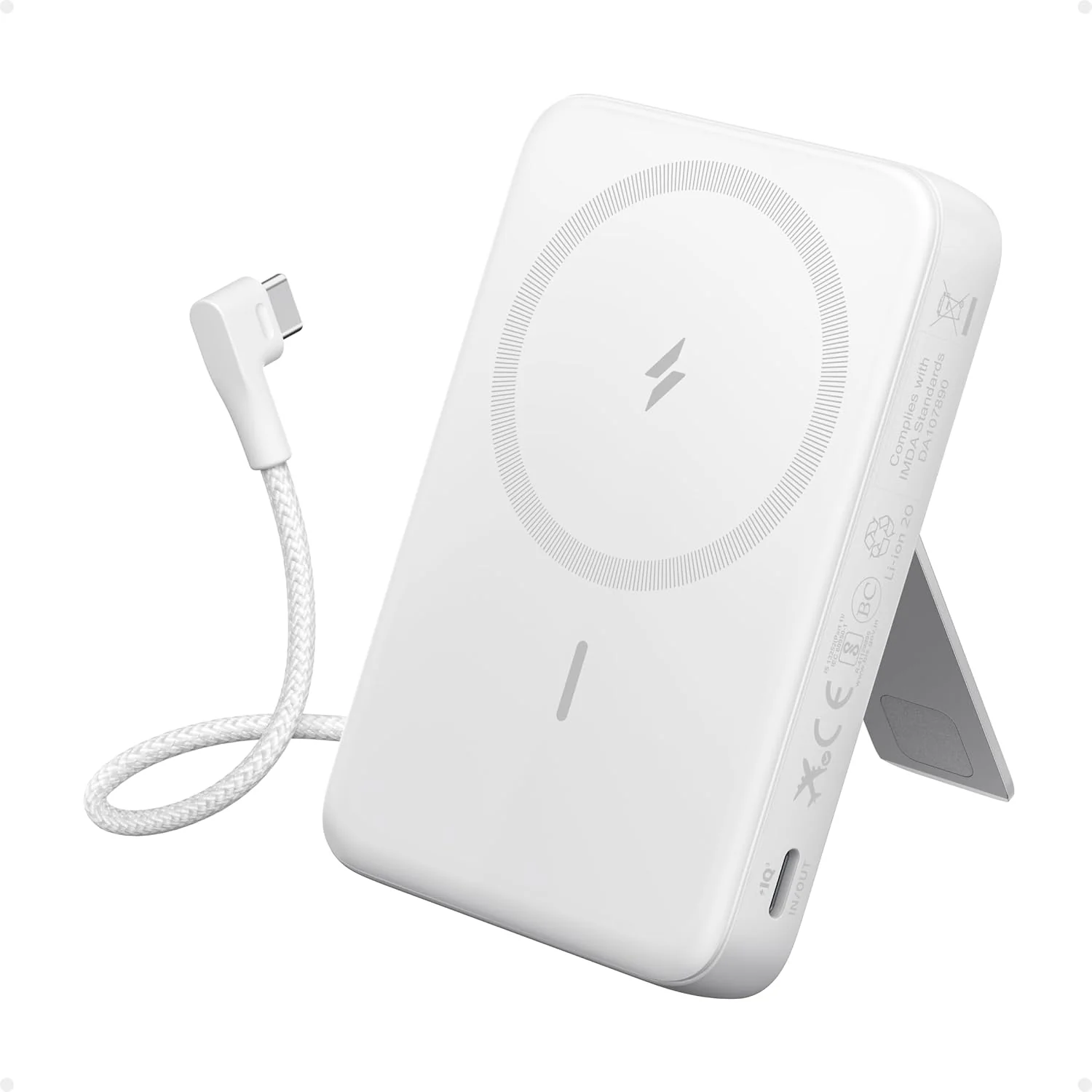 باور بانك 10000MAH مغناطيسي مع كابل USB-C مدمج للشحن السريع من Anker - Image 3