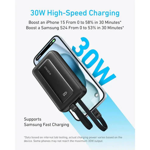 باور بانك 10000MAH و30W مع كابلات مدمجة للشحن السريع من Anker - Image 3