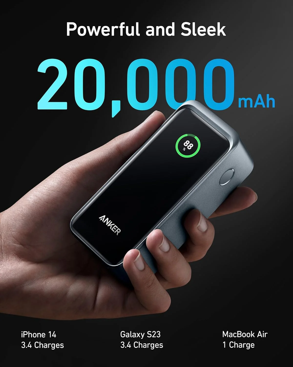 باور بانك 20000MAH بخرج 200W يشحن لابتوبين 100W لكل منهما من Anker - Image 6
